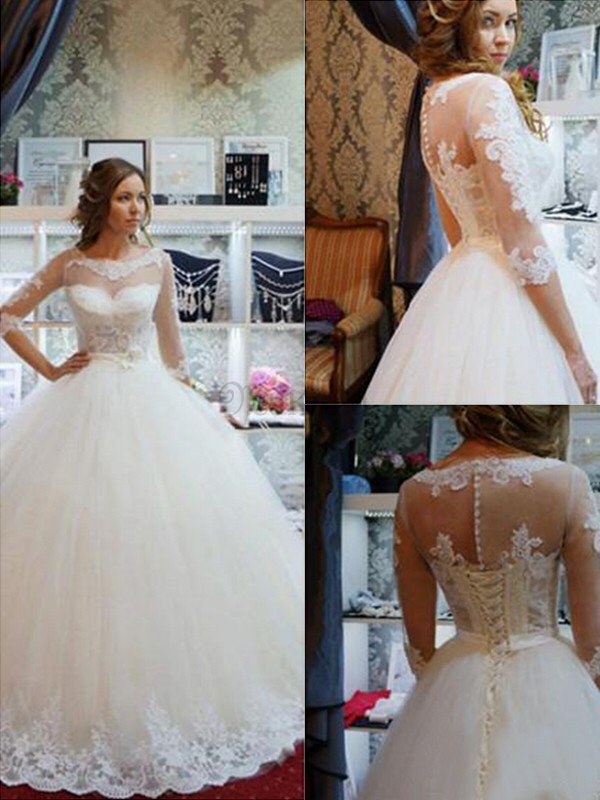 Duchesse-Linie Zukunftsorientierte Ärmellos Bodenlanges Brautkleid mit Applike aus Tüll