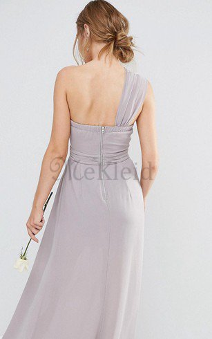 A-Line Chiffon Gerüschtes Knöchellanges Brautjungfernkleid mit Drapierung