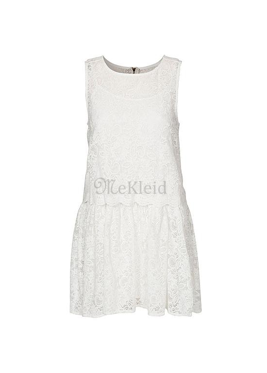 Überlagerung Spitze Elasthan Kleid Weiß Polyester Club Kleider