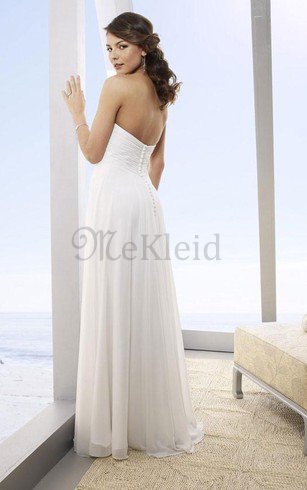 Trägerlos Beach Stil Taft Informelles Brautkleid mit Plissierungen