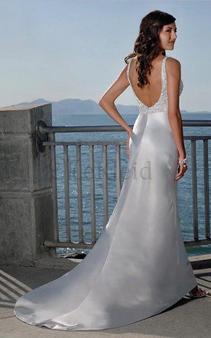 V-Ausschnitt Gericht Schleppe Prächtiges Romantisches Tiefer V-Ausschnitt Brautkleid