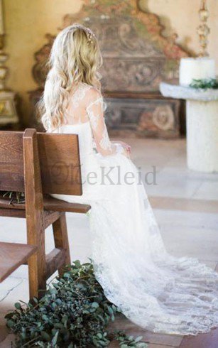 Spitze Reißverschluss Langärmeliges Sexy Brautkleid ohne Ärmeln