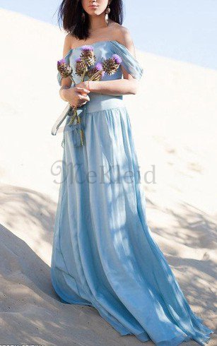 A-Line Reißverschluss Romantisches Legeres Brautjungfernkleid mit Rüschen