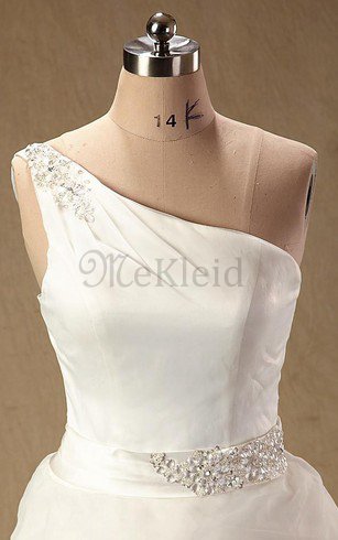 A-Line Organza Ärmellos Brautkleid mit Rüschen mit Bordüre