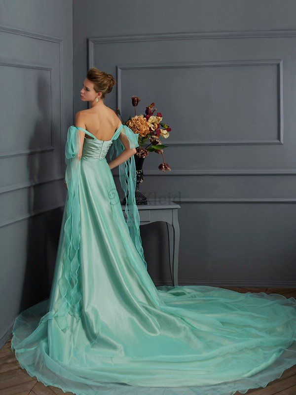Prinzessin A-Line Anständiges Abendkleid mit Empire Taille mit Reißverschluss