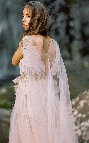 Geschichtes V-Ausschnitt Ärmellos Romantisches Elegantes Brautjungfernkleid