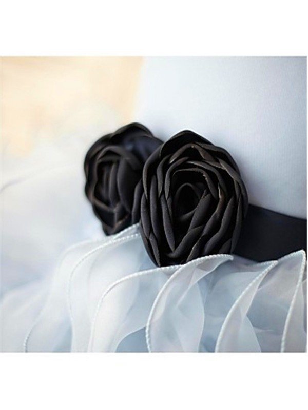 Organza Reißverschluss Duchesse-Linie Blumenmädchenkleid mit Blume mit Rüschen