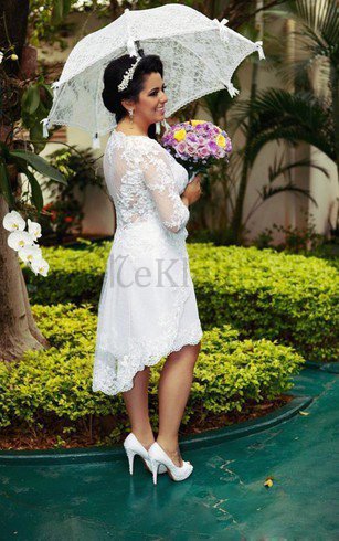 Zeitloses A-Line Plissiertes Sittsames Brautkleid mit V-Ausschnitt