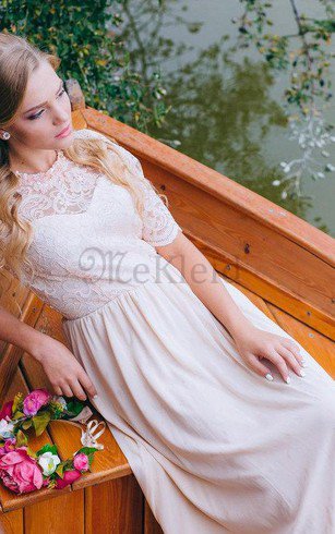 Strand Juwel Ausschnitt Reißverschluss Knöchellanges Informelles Brautjungfernkleid