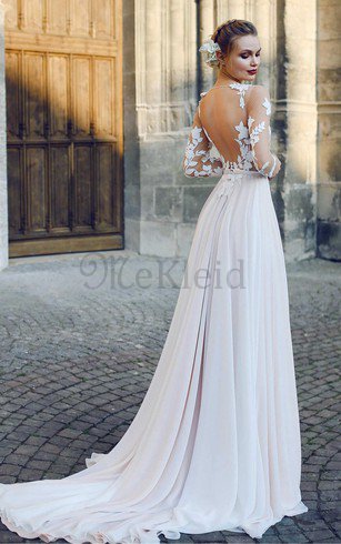 Glamouröses Romantisches Sittsames Brautkleid mit Applike mit Gericht Schleppe