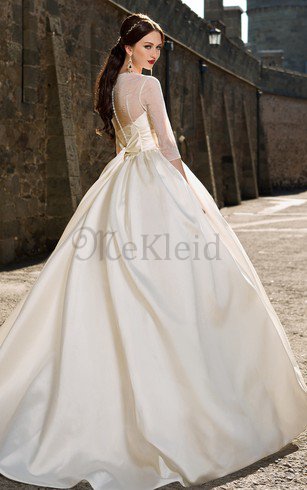 Ewiges Duchesse-Linie Dreiviertel Länge Ärmeln Extravagantes Brautkleid mit Knöpfen