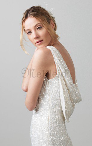 Etui Drapiertes Elegantes Brautkleid mit V-Ausschnitt ohne Ärmeln