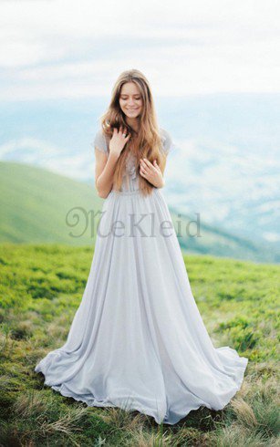 Ewiges Plissiertes Schlichtes Legeres Brautkleid mit Blume
