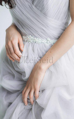 A-Linie Spaghetti Träger Perlenbesetztes Reißverschluss Elegantes Brautkleid