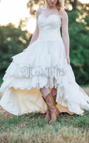 Spitze Ärmellos Luxus Brautkleid mit Herz-Ausschnitt mit Blume
