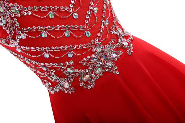 Gerüschtes Elegantes Bodenlanges Netzstoff Abendkleid im Empire Stil ohne Ärmeln