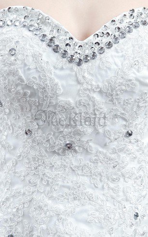 Plissiertes Perlenbesetztes Herz-Ausschnitt Schlichtes Brautkleid aus Tüll