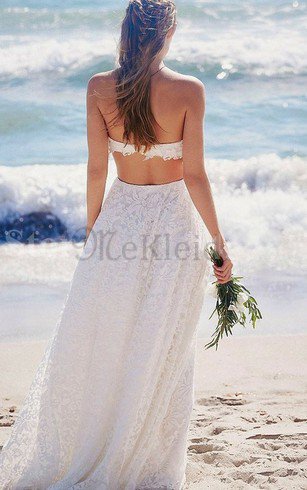 Trägerloser Ausschnitt Zweistück Modern Legeres Brautkleid ohne Ärmeln