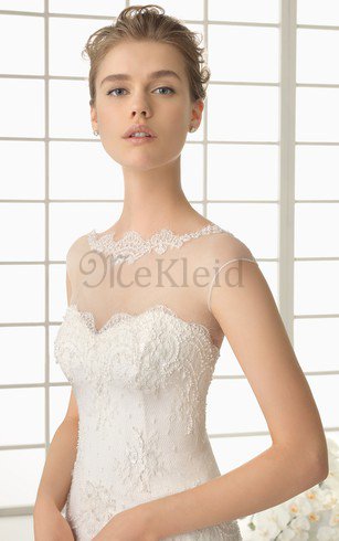 Spitze Bescheidenes Anständiges Brautkleid mit Durchsichtiger Rücken mit Tiefer Taille