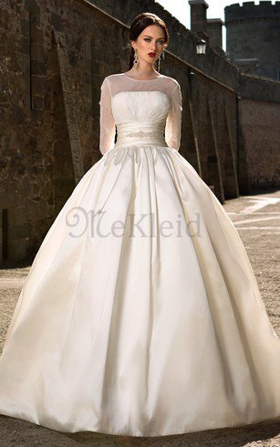 Ewiges Duchesse-Linie Dreiviertel Länge Ärmeln Extravagantes Brautkleid mit Knöpfen