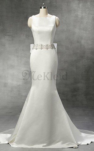 Meerjungfrau Schaufel-Ausschnitt Natürliche Taile Ärmellos Wadenlanges Brautkleid