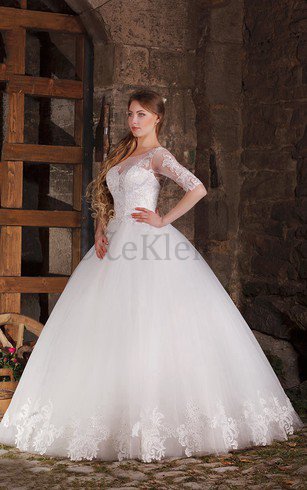 Klassisches Natürliche Taile Duchesse-Linie Bodenlanges Brautkleid mit Applikation