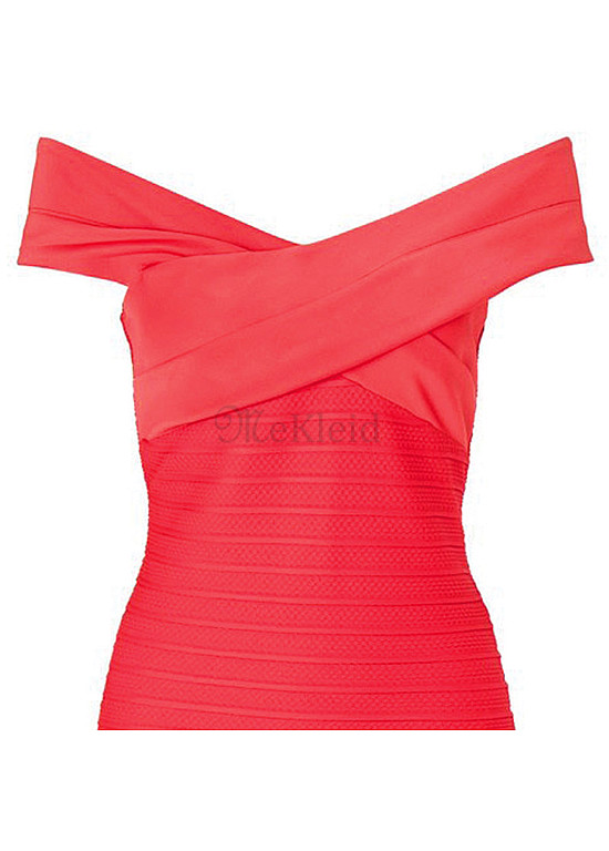 Rot Bardot Hals Kreuz Kleid Club Kleider