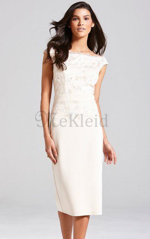 Reißverschluss Bateau Ausschnitt Elegantes Brautjungfernkleid mit Bordüre mit Gürtel