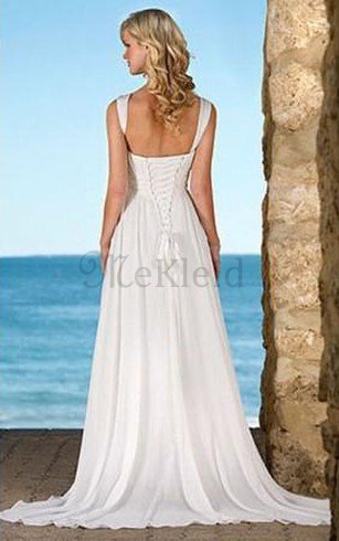 Etui Beach Stil Empire Taille Brautkleid mit Applike mit V-Ausschnitt