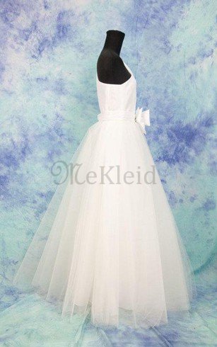 Tüll Ein Träger Bodenlanges Brautkleid mit Reißverschluss ohne Ärmeln