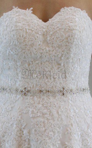 Tüll A-Line Perlenbesetztes Brautkleid mit Herz-Ausschnitt mit Natürlicher Taille
