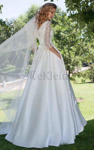 Ärmelloses Extravagantes Romantisches Brautkleid mit Applikation mit Halben Ärmeln