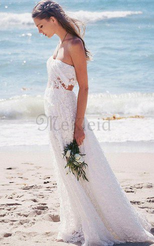Trägerloser Ausschnitt Zweistück Modern Legeres Brautkleid ohne Ärmeln