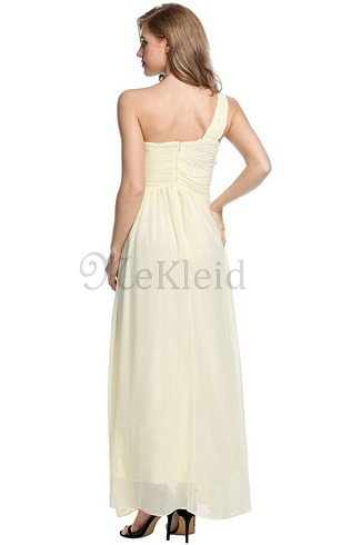 A-Linie Chiffon Knöchellanges Sittsames Brautjungfernkleid mit Einem Schulter