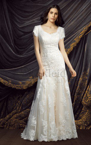 Etui Reißverschluss Informelles Brautkleid mit Bordüre mit Knöpfen