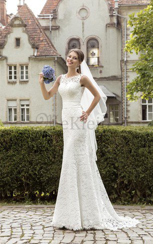Etui Ärmellos Sweep Train Juwel Ausschnitt Luxus Brautkleid