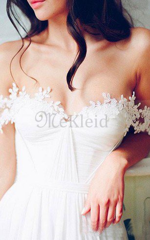 Romantisches Elegantes Informelles Brautkleid mit Applike mit Gekappten Ärmeln
