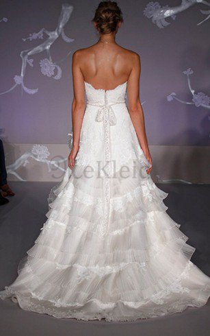 Duchesse-Linie Herz-Ausschnitt Plissiertes Brautkleid mit Bordüre mit Offenen Rücken