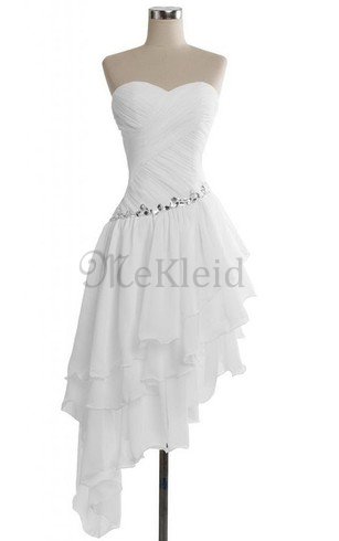 A linie Reißverschluss Herz-Ausschnitt Einfaches Brautjungfernkleid aus Chiffon