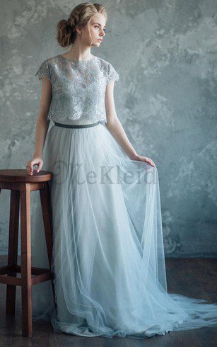 Tüll A-Line Ärmelloses Brautjungfernkleid mit Gericht Schleppe mit Schleife
