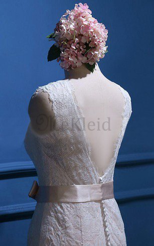 Meerjungfrau Ärmellos Brautkleid mit Schleife mit Gekappten Ärmeln