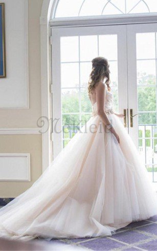 Duchesse-Linie Reißverschluss Schick Brautkleid ohne Träger mit Blume