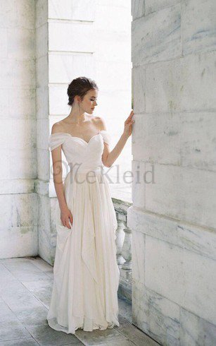A-Line Elegantes Informelles Brautkleid mit Kreuz mit Rüschen
