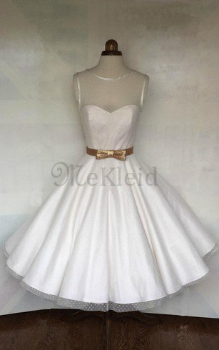 A-Line Tüll Reißverschluss Ärmelloses Brautkleid mit Juwel Ausschnitt