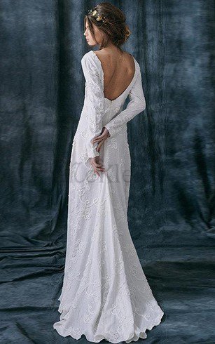 Etui Lange Ärmeln Einfaches Brautkleid mit Tiefem V-Ausschnitt mit Reißverschluss